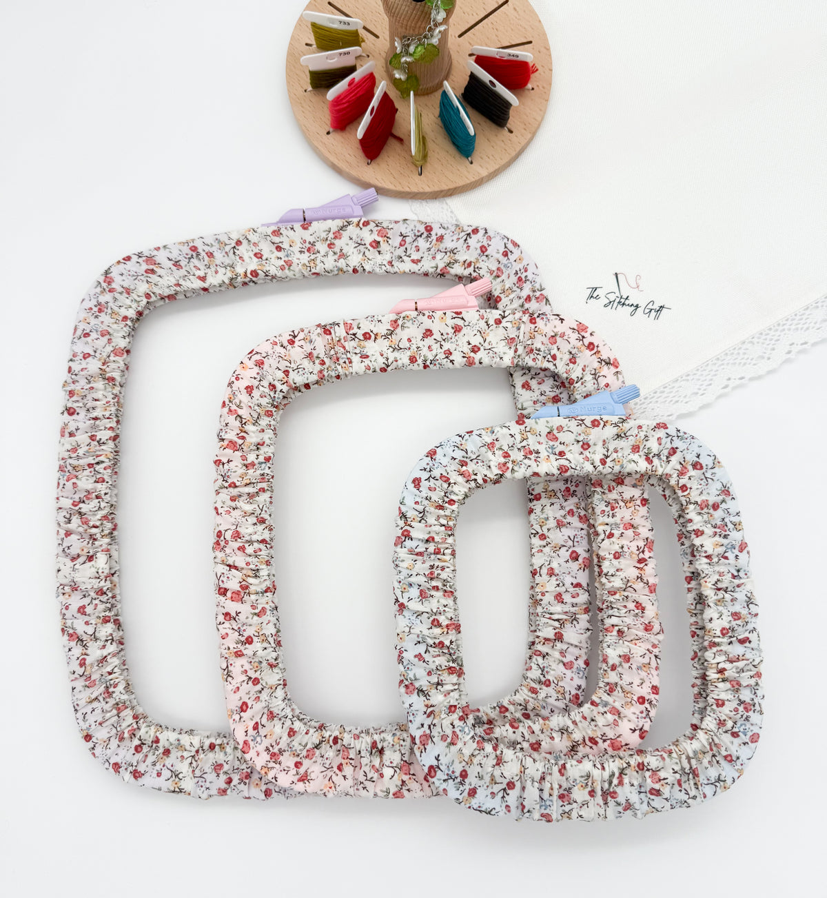 Set of 3 Embroidery Hoop Covers for Nurge Hoops – Cross Stitch & Needlework Protectors