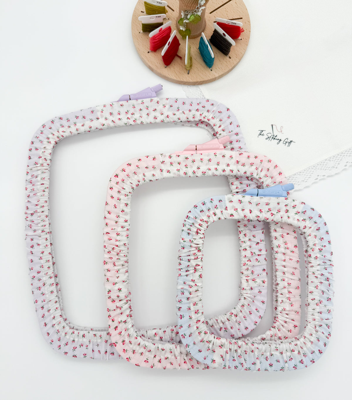 Set of 3 Embroidery Hoop Covers for Nurge Hoops – Cross Stitch & Needlework Protectors