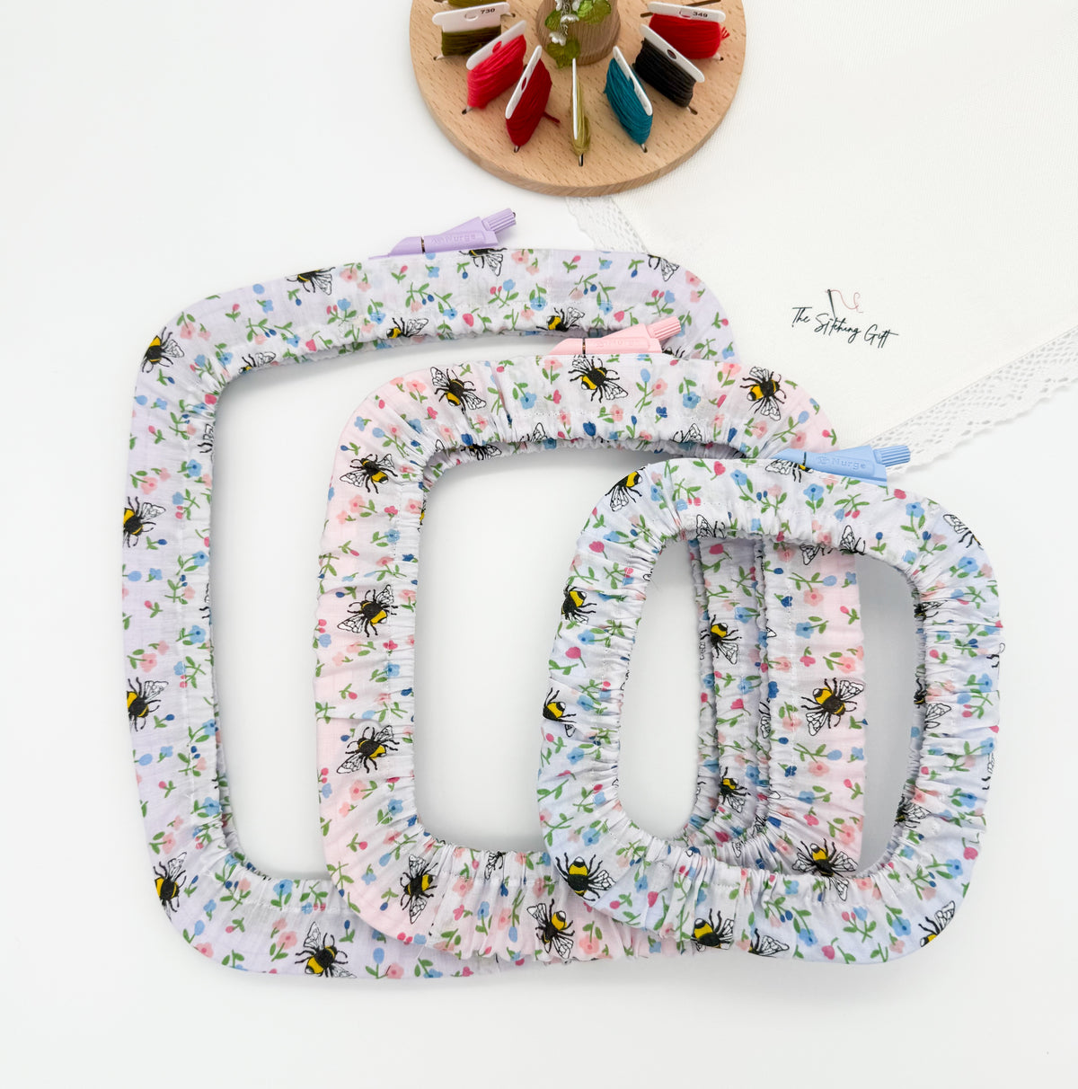 Set of 3 Embroidery Hoop Covers for Nurge Hoops – Cross Stitch & Needlework Protectors