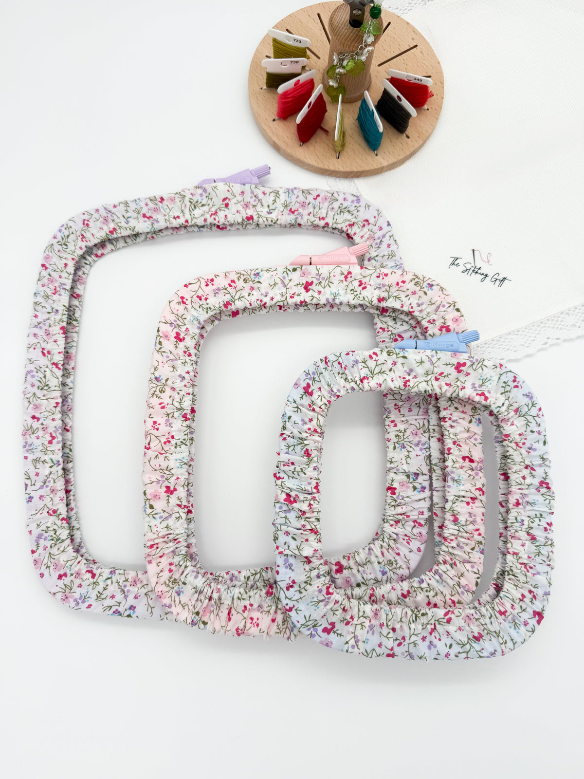 Set of 3 Embroidery Hoop Covers for Nurge Hoops – Cross Stitch & Needlework Protectors