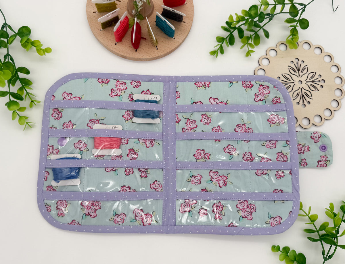 Little Roses Cross Stitch Bobbin Storage Holder