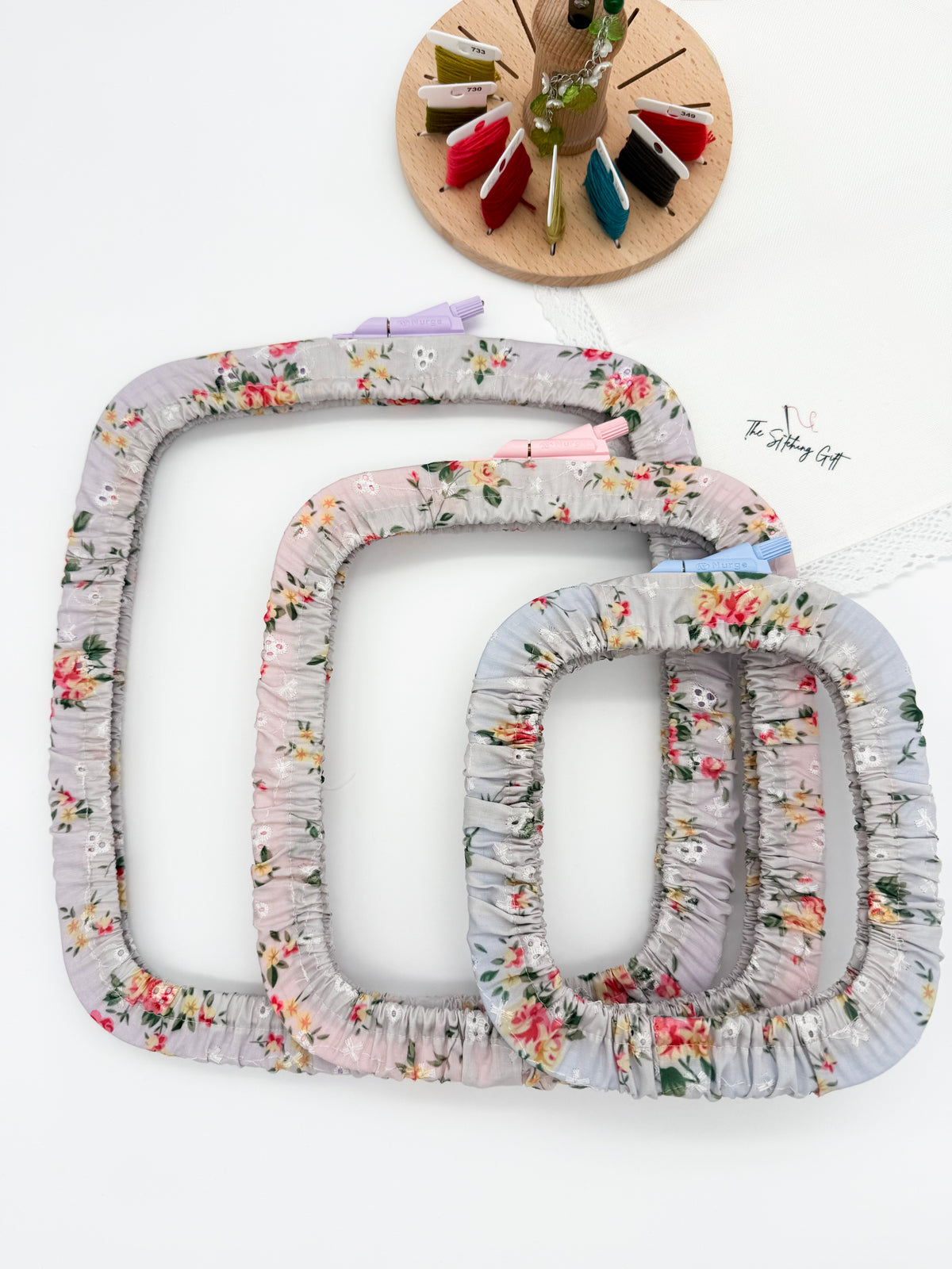 Set of 3 Embroidery Hoop Covers for Nurge Hoops – Cross Stitch & Needlework Protectors