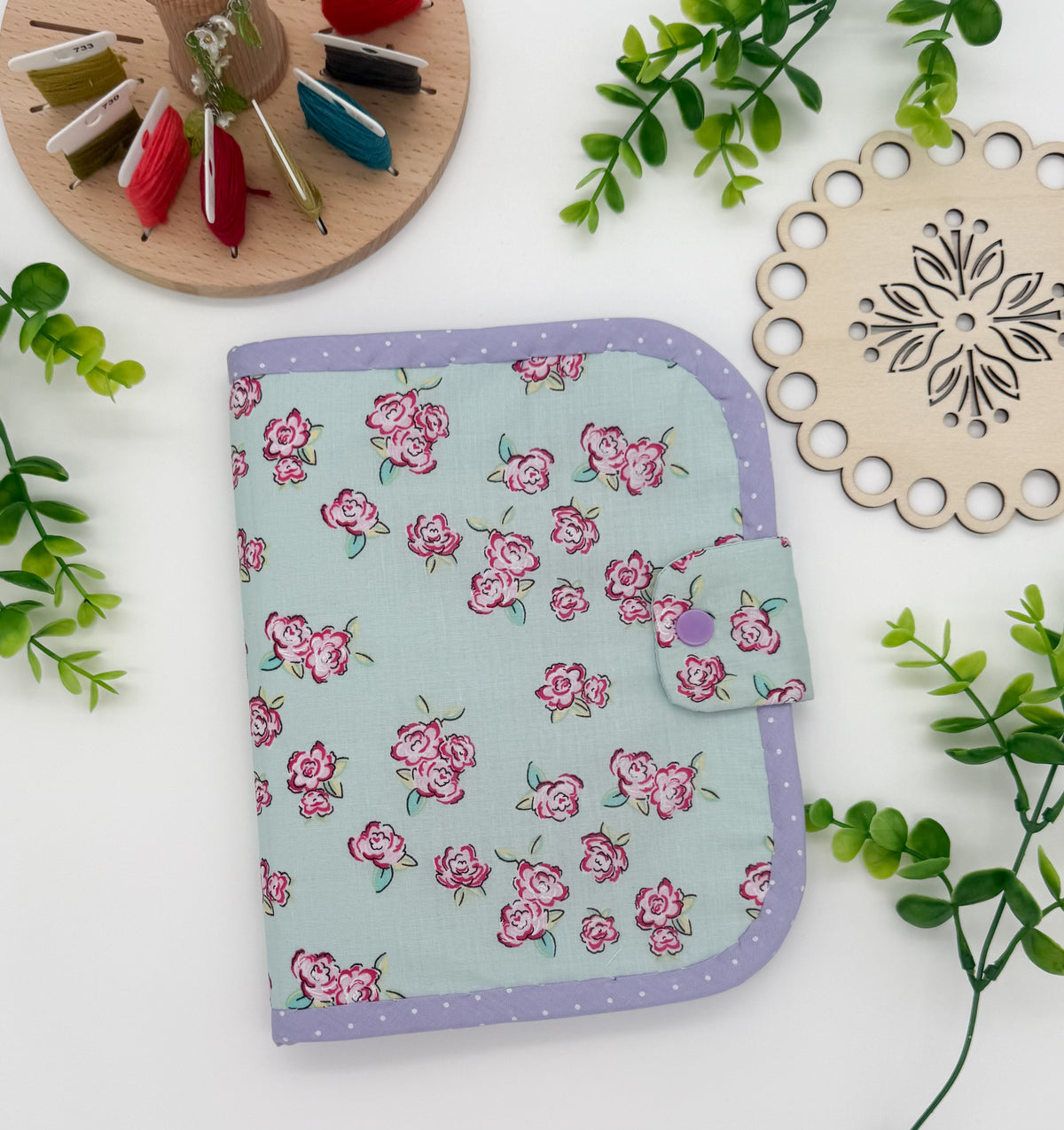 Little Roses Cross Stitch Bobbin Storage Holder
