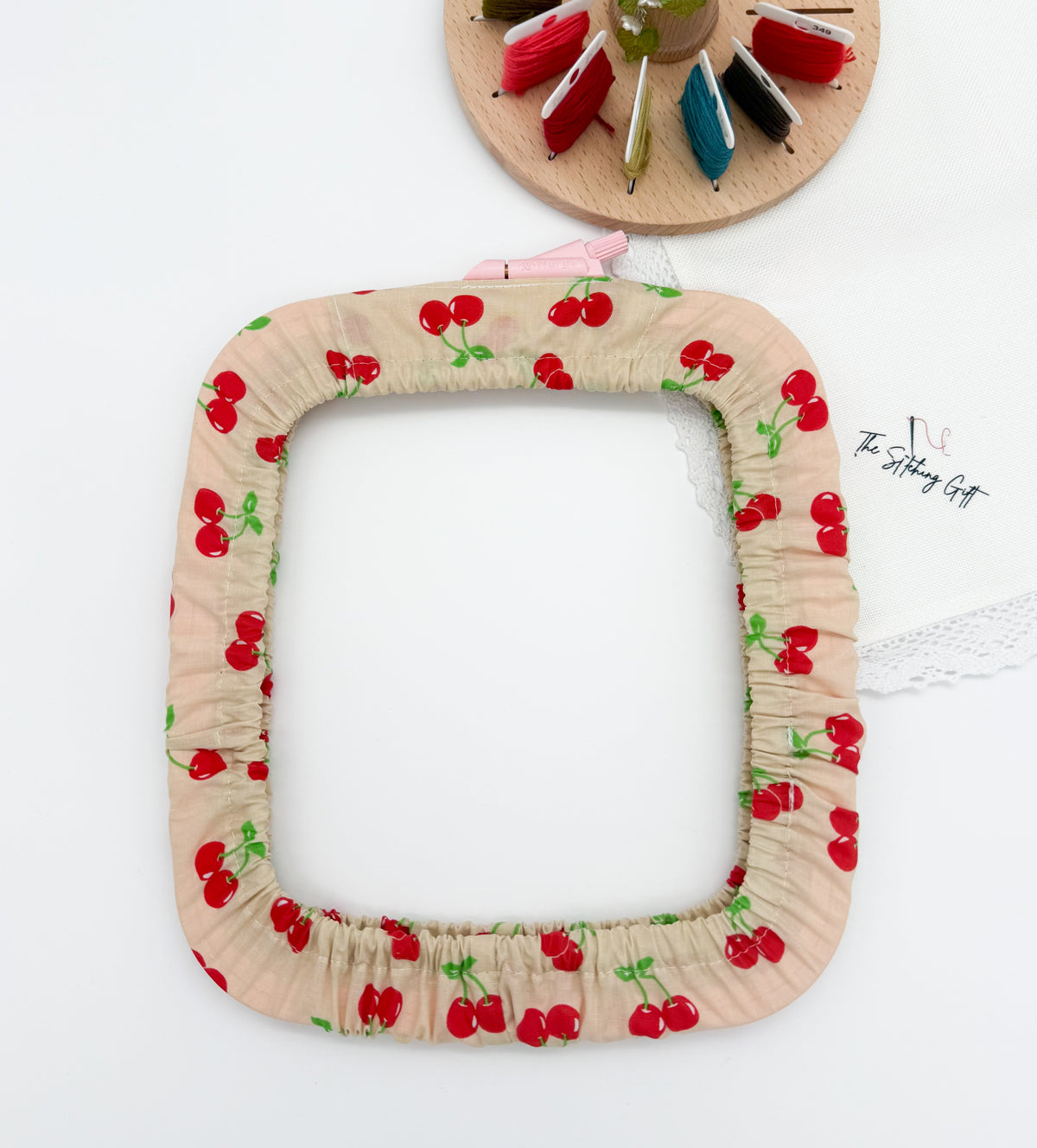 Cross Stitch Hoop cover 20–26 cm in diameter | Cherries
