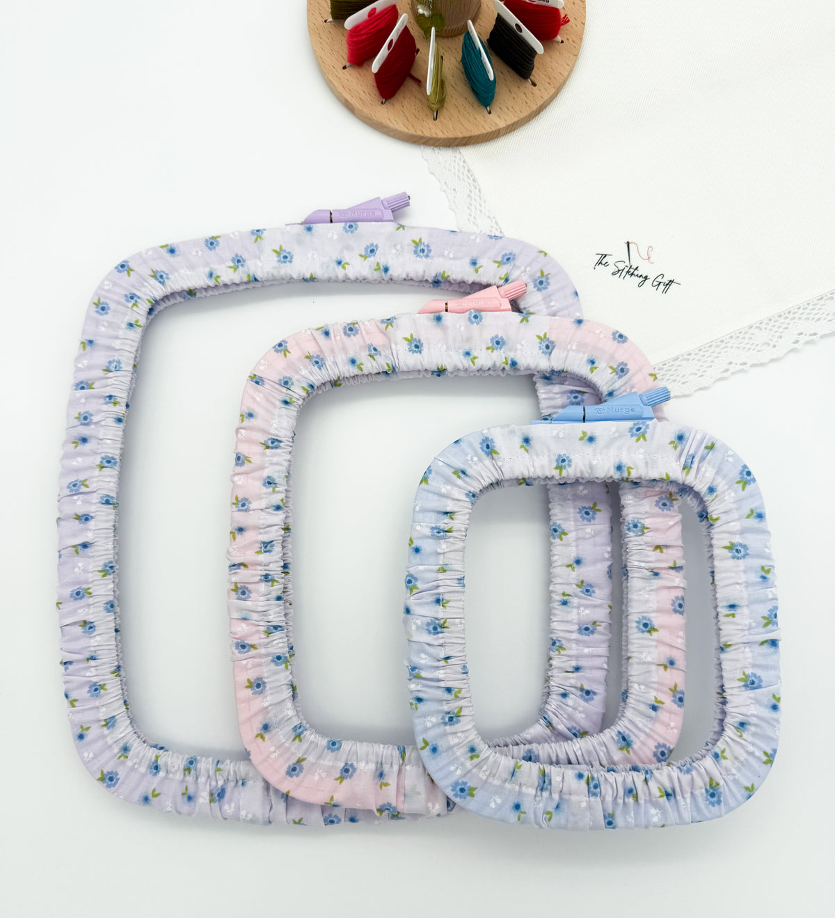Set of 3 Embroidery Hoop Covers for Nurge Hoops – Cross Stitch & Needlework Protectors
