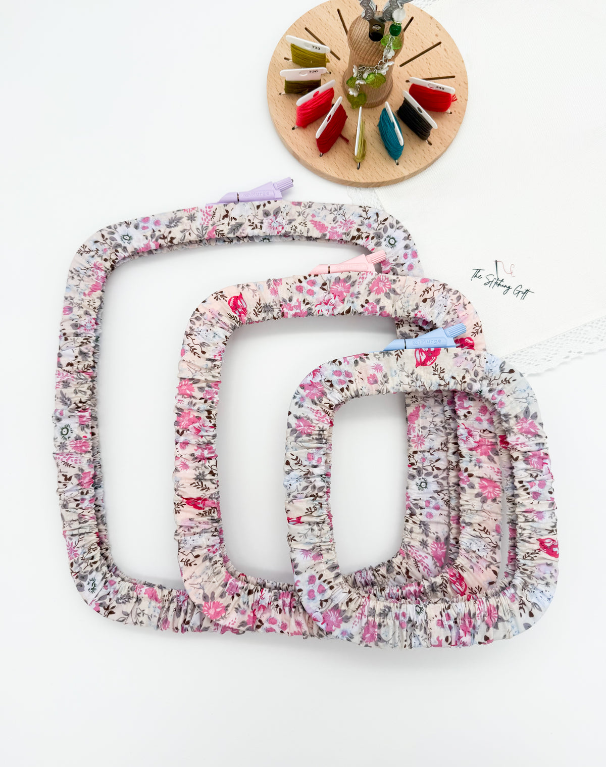 Set of 3 Embroidery Hoop Covers for Nurge Hoops – Cross Stitch & Needlework Protectors