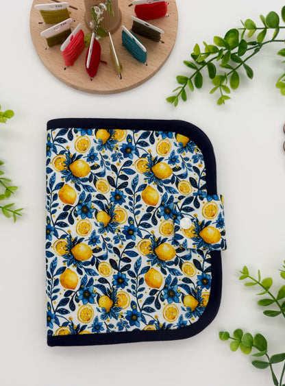 24-Pocket Lemon Print Cross Stitch Bobbin Storage Holder