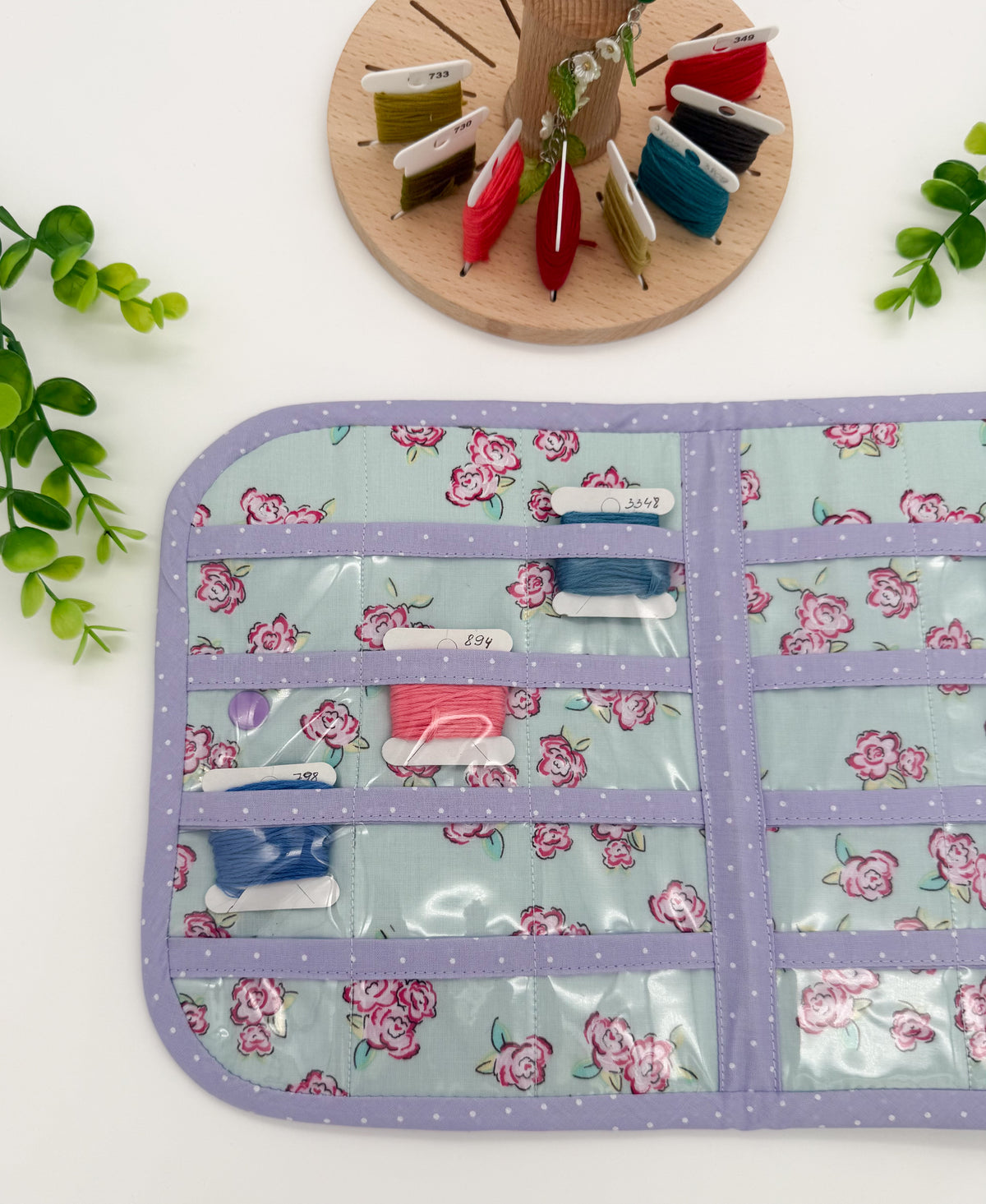 Little Roses Cross Stitch Bobbin Storage Holder