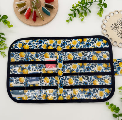 24-Pocket Lemon Print Cross Stitch Bobbin Storage Holder