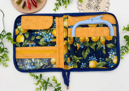 Cross Stitch Project Folder with Zipper – Travel Organiser for Hoop, Pattern & Supplies