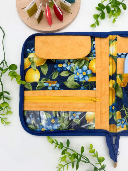 Cross Stitch Project Folder with Zipper – Travel Organiser for Hoop, Pattern & Supplies