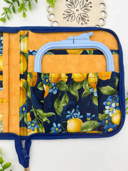 Cross Stitch Project Folder with Zipper – Travel Organiser for Hoop, Pattern & Supplies