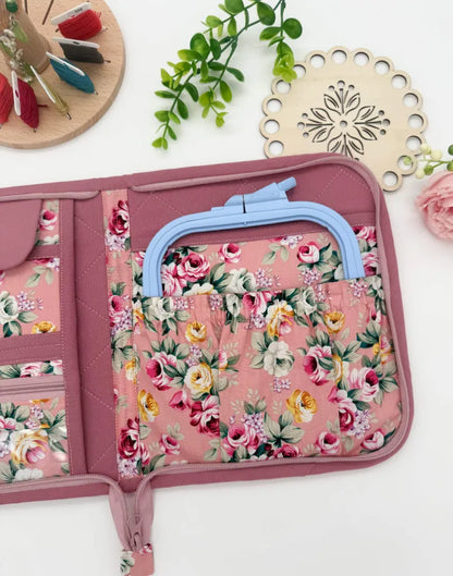 Cross Stitch Project Folder with Zipper – Travel Organiser for Hoop, Pattern & Supplies