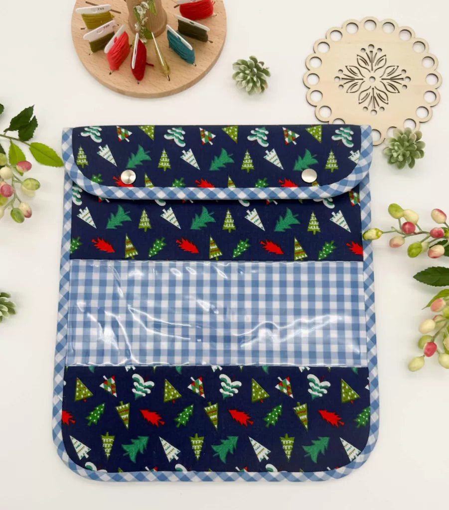 Handmade Cross Stitch Project Bag – 28 × 32 cm Christmas Trees