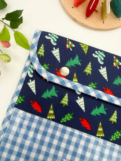 Handmade Cross Stitch Project Bag – 28 × 32 cm Christmas Trees