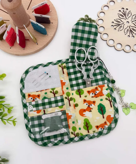 Cross-Stitch Mini Scissors Case Fox Print – Handmade Padded Holder