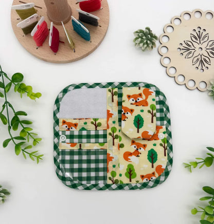 Cross-Stitch Mini Scissors Case Fox Print – Handmade Padded Holder
