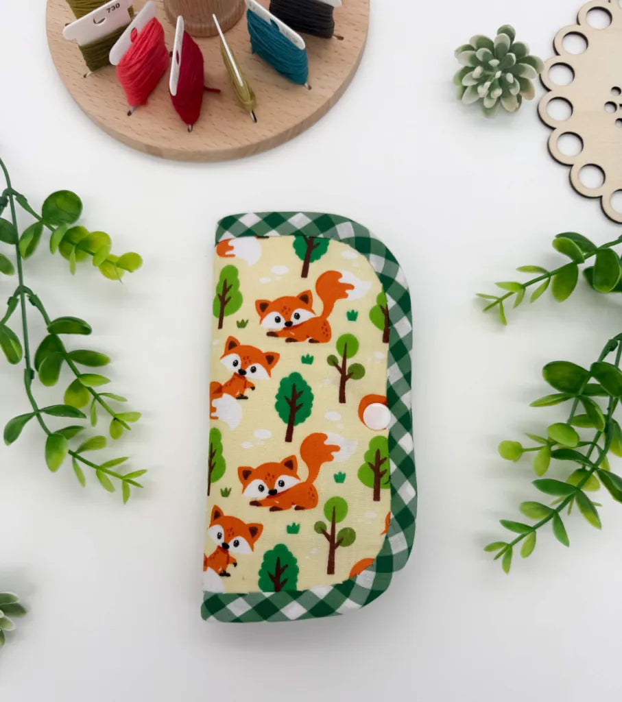 Cross-Stitch Mini Scissors Case Fox Print – Handmade Padded Holder