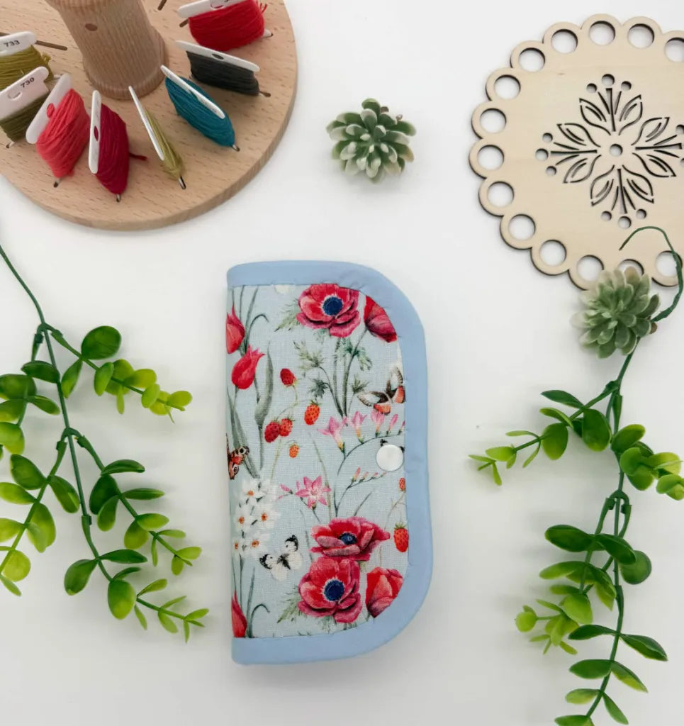 Cross-Stitch Mini Scissors Case Floral Print  – Handmade Padded Holder