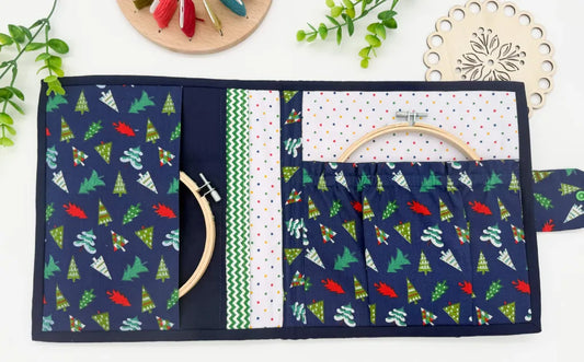 Cross-Stitch Project Organiser Christmas Theme  – Handmade Fabric Storage Bag
