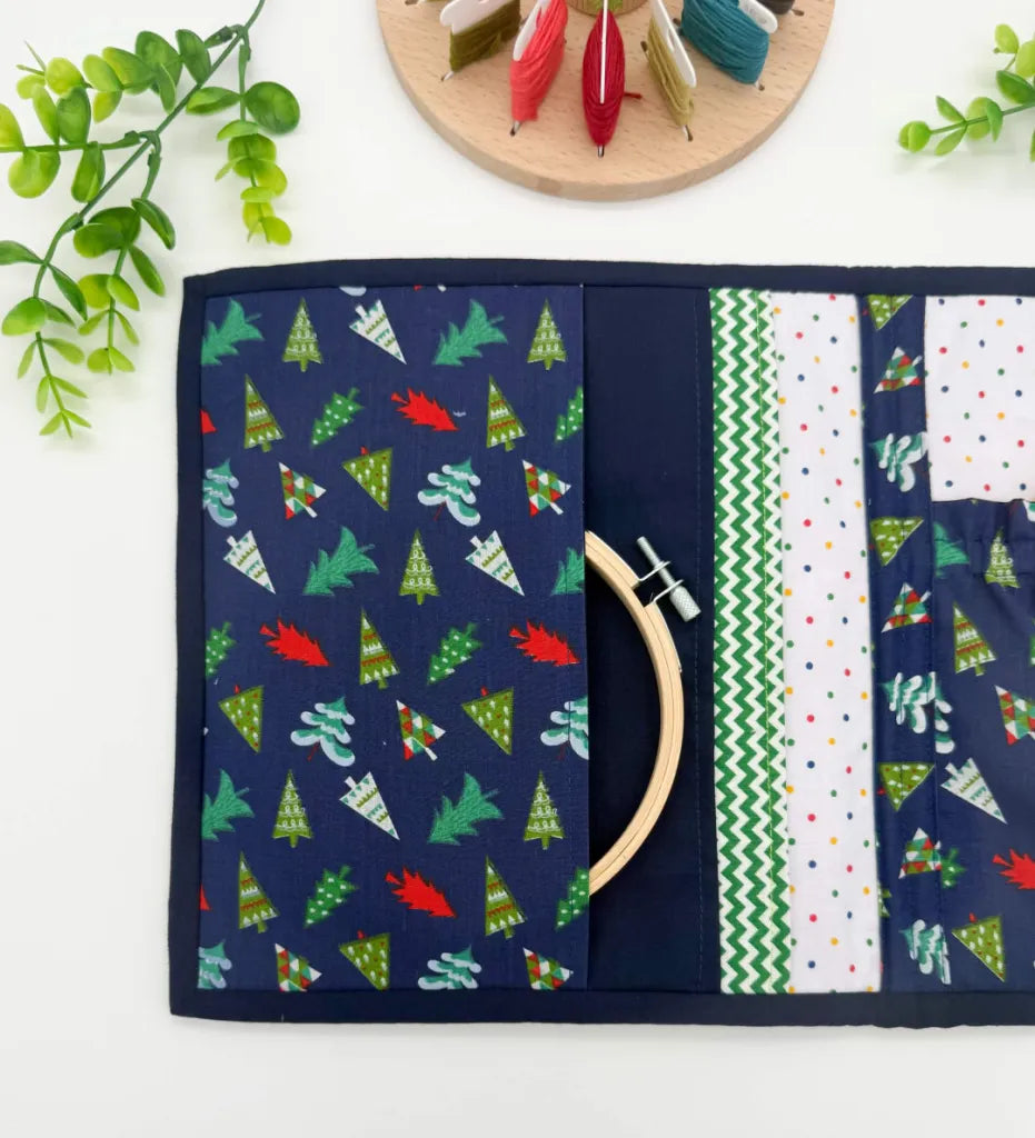 Cross-Stitch Project Organiser Christmas Theme  – Handmade Fabric Storage Bag