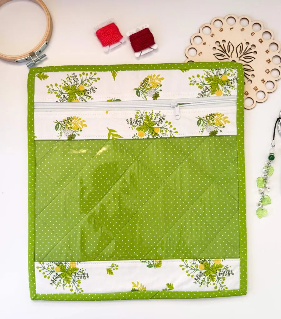 Cross Stitch Project Bag with Clear Vinyl Window | Handmade Embroidery Storage Bag 28 cm x 30 cm