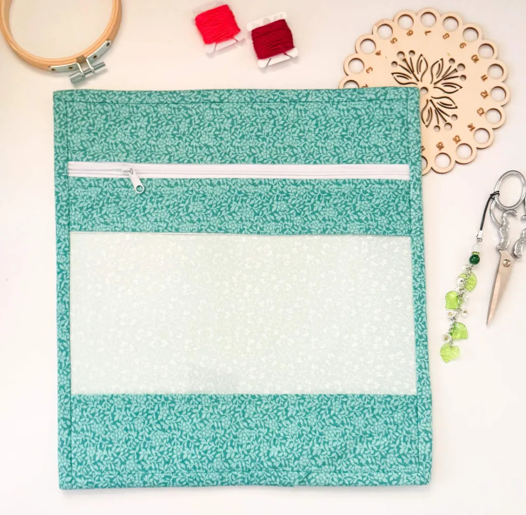 Cross Stitch Project Bag with Clear Vinyl Window | Handmade Embroidery Storage Bag 28 cm x 30 cm