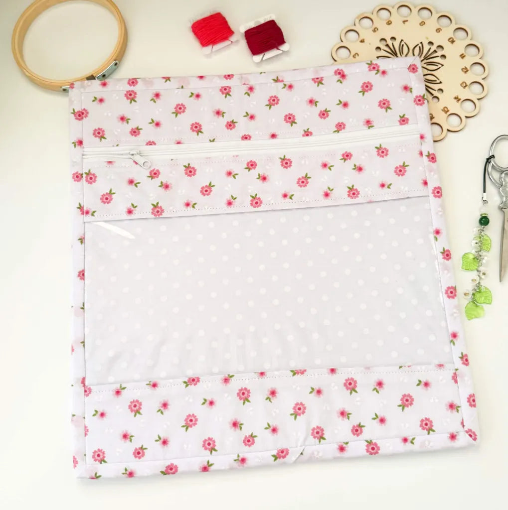 Cross Stitch Project Bag with Clear Vinyl Window | Handmade Embroidery Storage Bag 28 cm x 30 cm