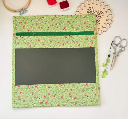 Cross Stitch Project Bag with Clear Vinyl Window | Handmade Embroidery Storage Bag 28 cm x 30 cm